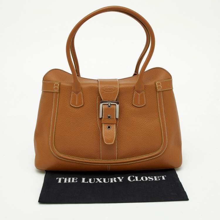 Pre Owned Tod's Tan Leather Buckle Satchel