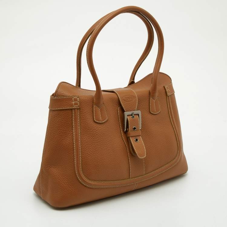 Pre Owned Tod's Tan Leather Buckle Satchel