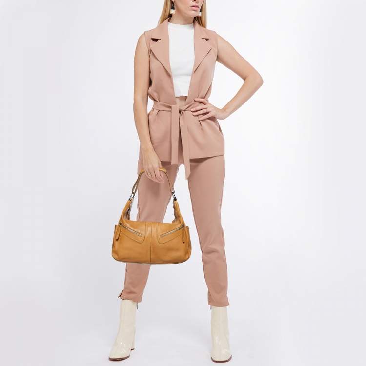 Pre Owned Tod's Tan Leather Miky Shoulder Bag