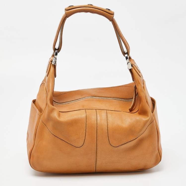Pre Owned Tod's Tan Leather Miky Shoulder Bag