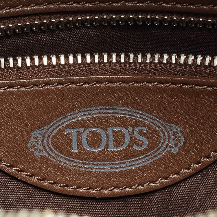 Pre Owned Tod's Teal Blue/White Leather and Suede Hobo