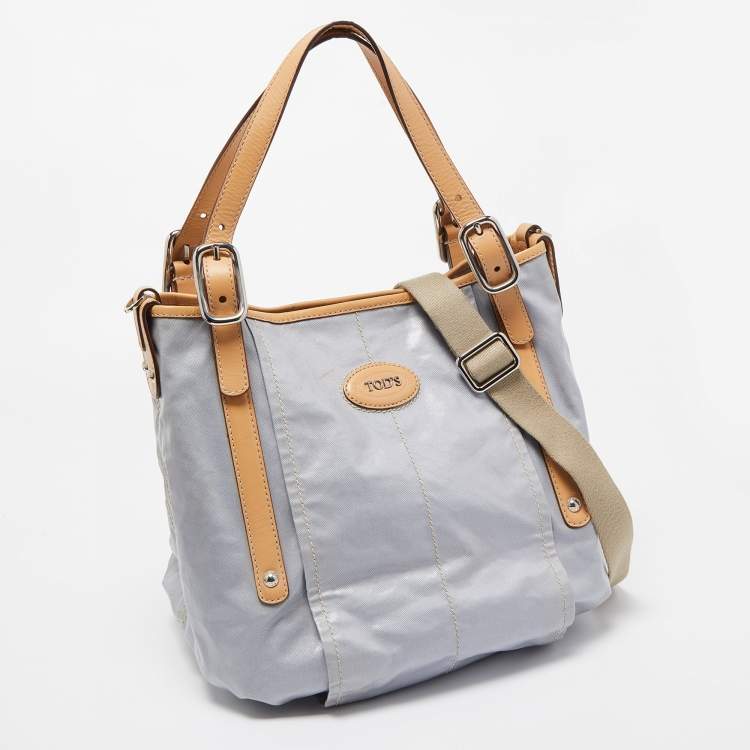 Pre Owned Tod's Light Blue/Beige PVC and Leather Tote