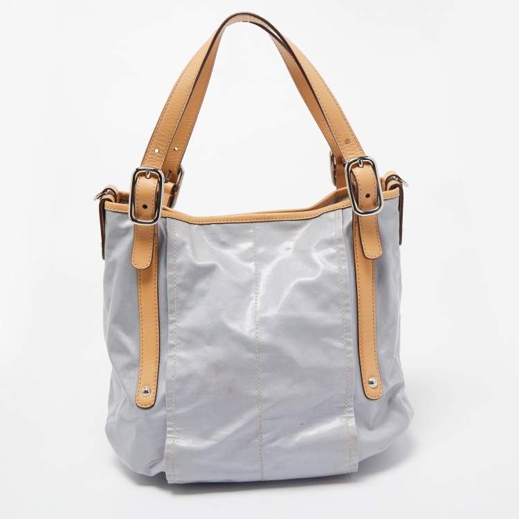 Pre Owned Tod's Light Blue/Beige PVC and Leather Tote