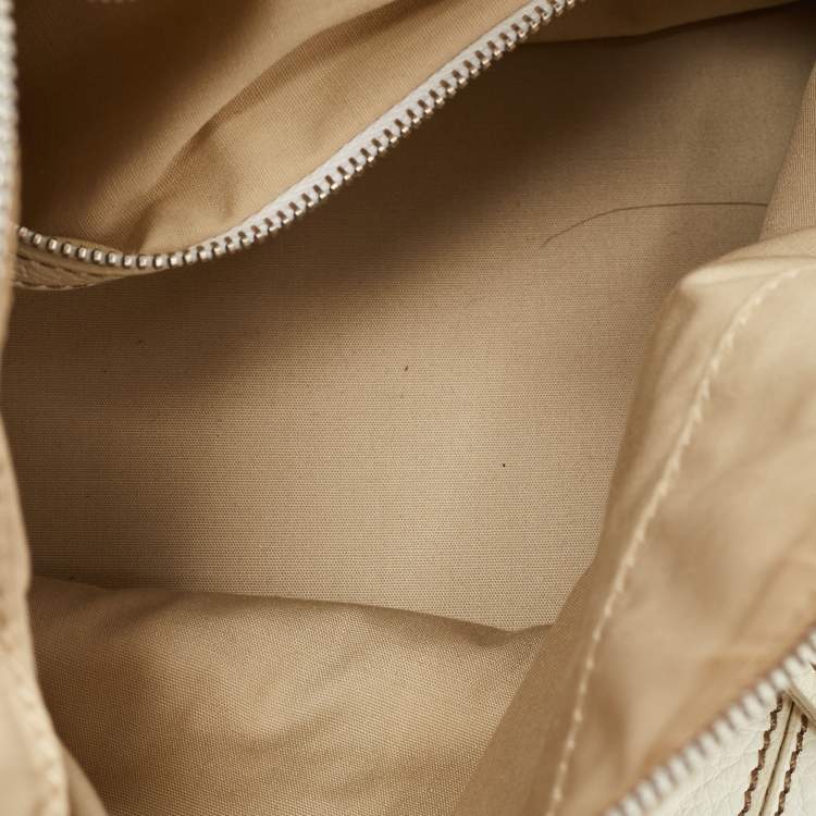 Pre Owned Tod's Off White Leather Miky Hobo