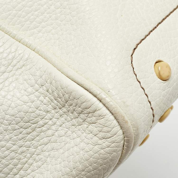 Pre Owned Tod's Off White Leather Miky Hobo
