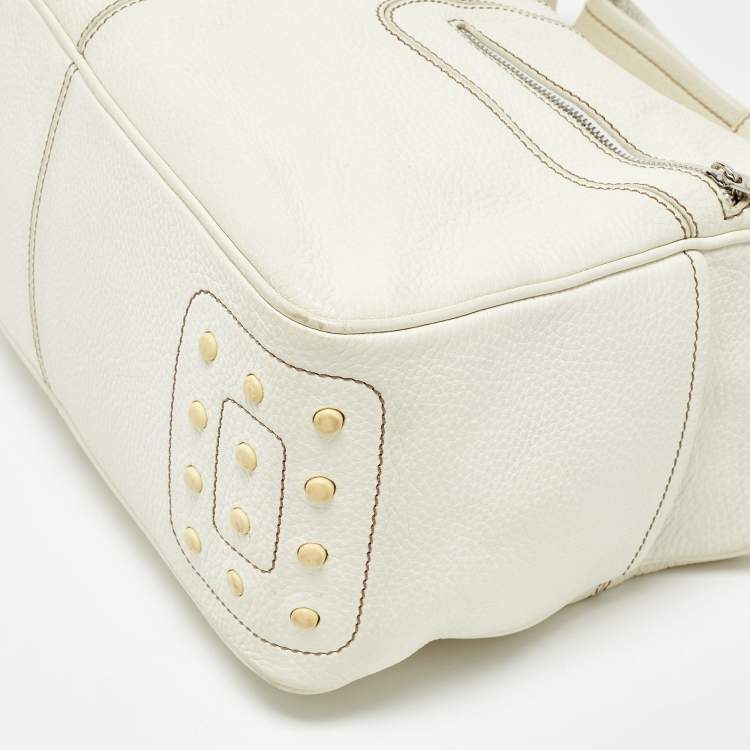 Pre Owned Tod's Off White Leather Miky Hobo