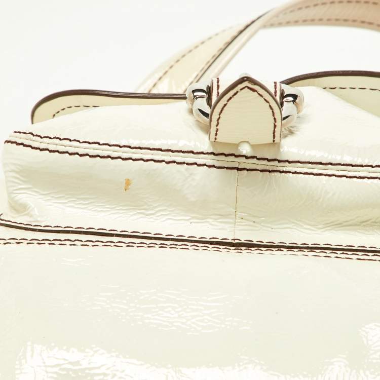 Pre Owned Tod's White Patent Leather Front Pocket Satchel