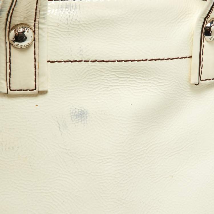 Pre Owned Tod's White Patent Leather Front Pocket Satchel
