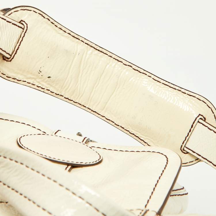 Pre Owned Tod's White Patent Leather Front Pocket Satchel