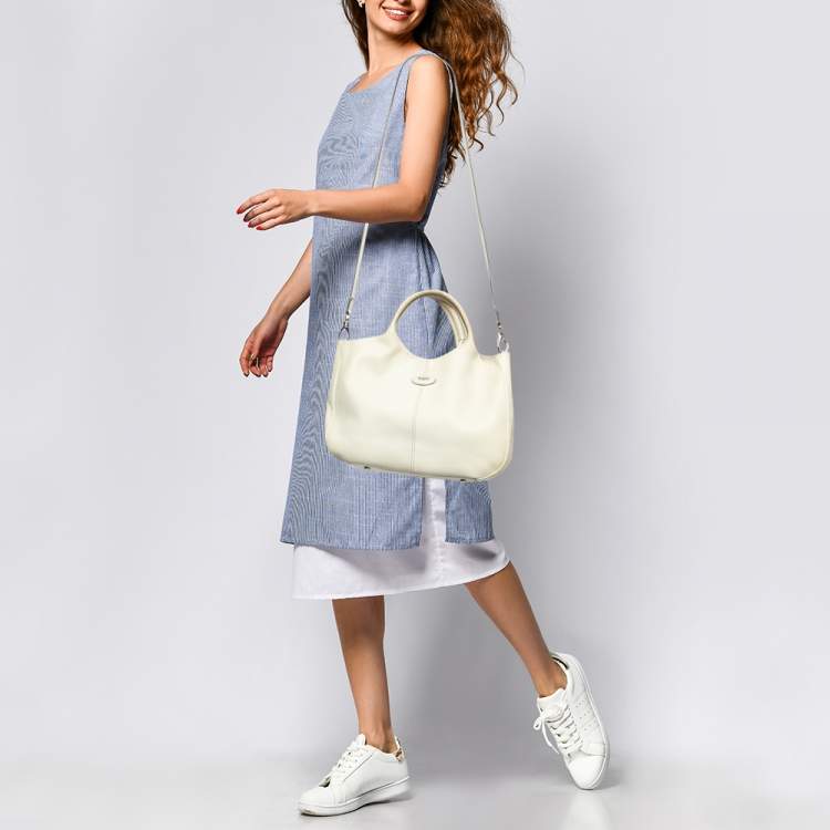 Pre Owned Tod's Cream Leather Tote 