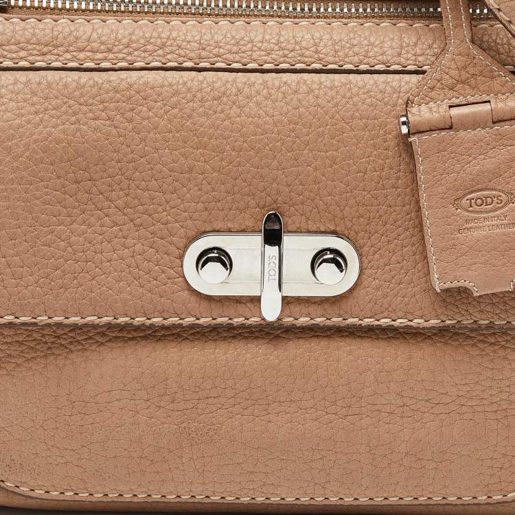 Pre Owned Tod's Beige Leather Front Pocket Tote