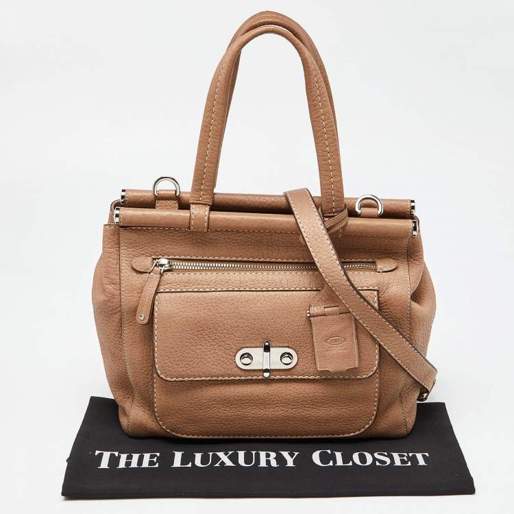 Pre Owned Tod's Beige Leather Front Pocket Tote