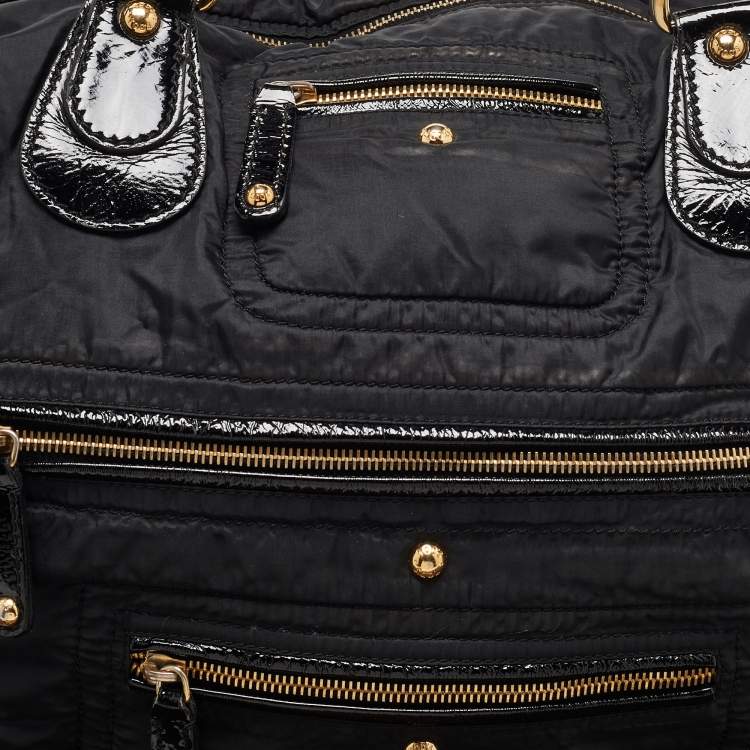 Pre Owned Tod's Black Nylon and Patent Leather Pashmy Pocket Media D Bag