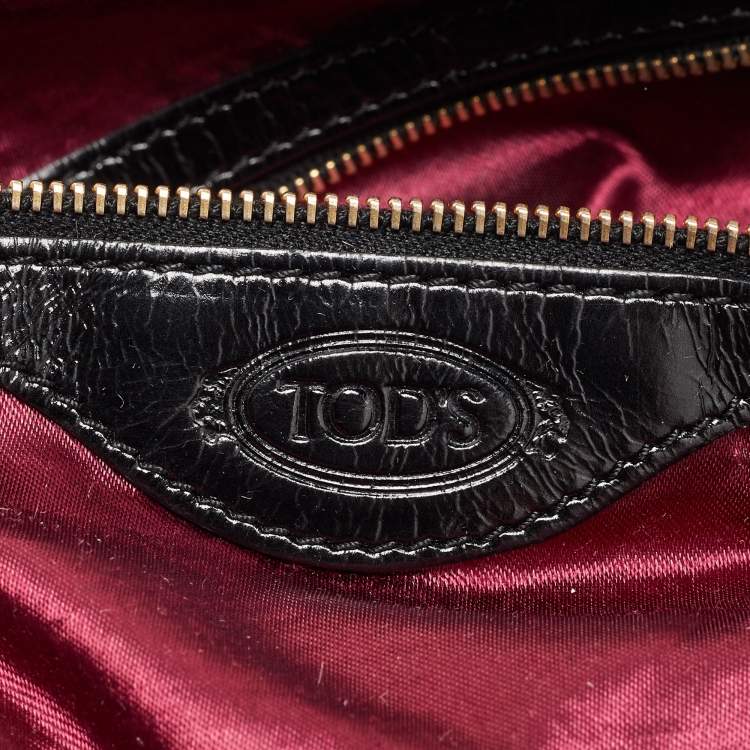 Pre Owned Tod's Black Nylon and Patent Leather Pashmy Pocket Media D Bag