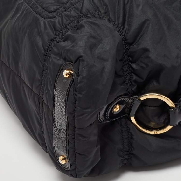 Pre Owned Tod's Black Nylon and Patent Leather Pashmy Pocket Media D Bag
