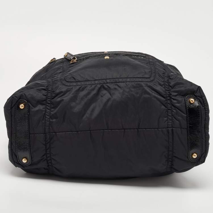 Pre Owned Tod's Black Nylon and Patent Leather Pashmy Pocket Media D Bag