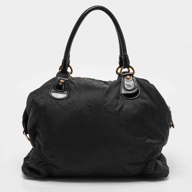 Pre Owned Tod's Black Nylon and Patent Leather Pashmy Pocket Media D Bag