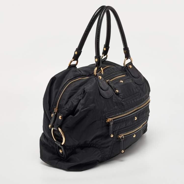 Pre Owned Tod's Black Nylon and Patent Leather Pashmy Pocket Media D Bag