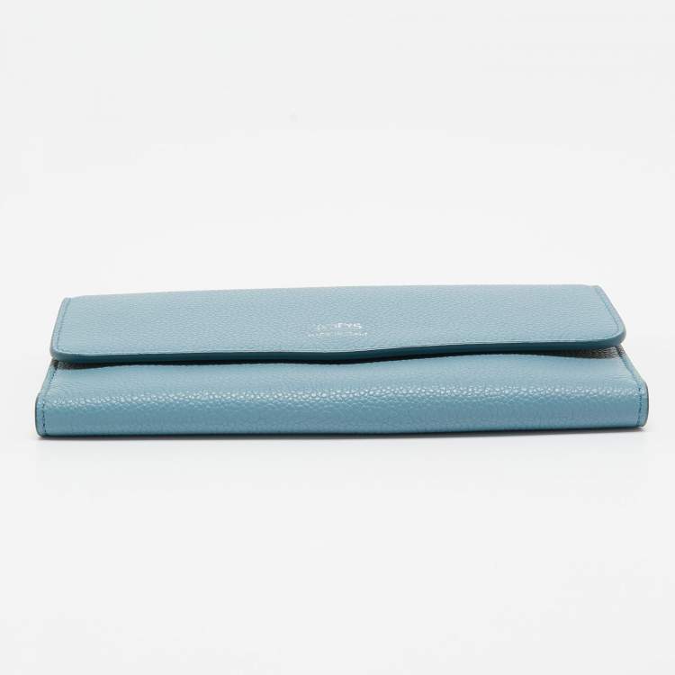 Pre Owned Tod's Light Blue Leather Trifold Continental Wallet 