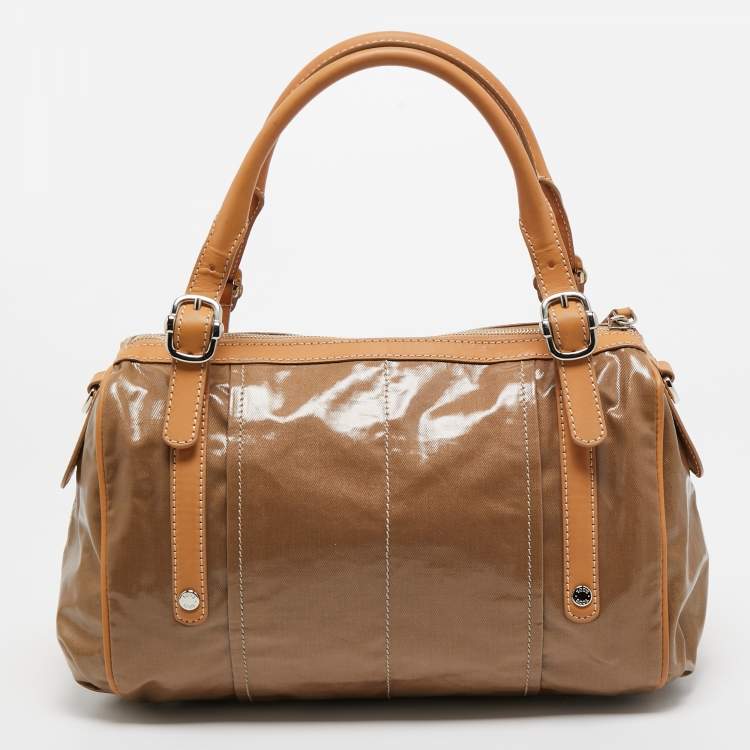 Pre Owned Tod’s Brown/Beige Coated Canvas and Leather G-Bag Easy Sacca Satchel