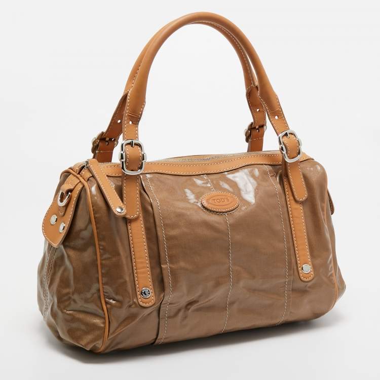 Pre Owned Tod’s Brown/Beige Coated Canvas and Leather G-Bag Easy Sacca Satchel