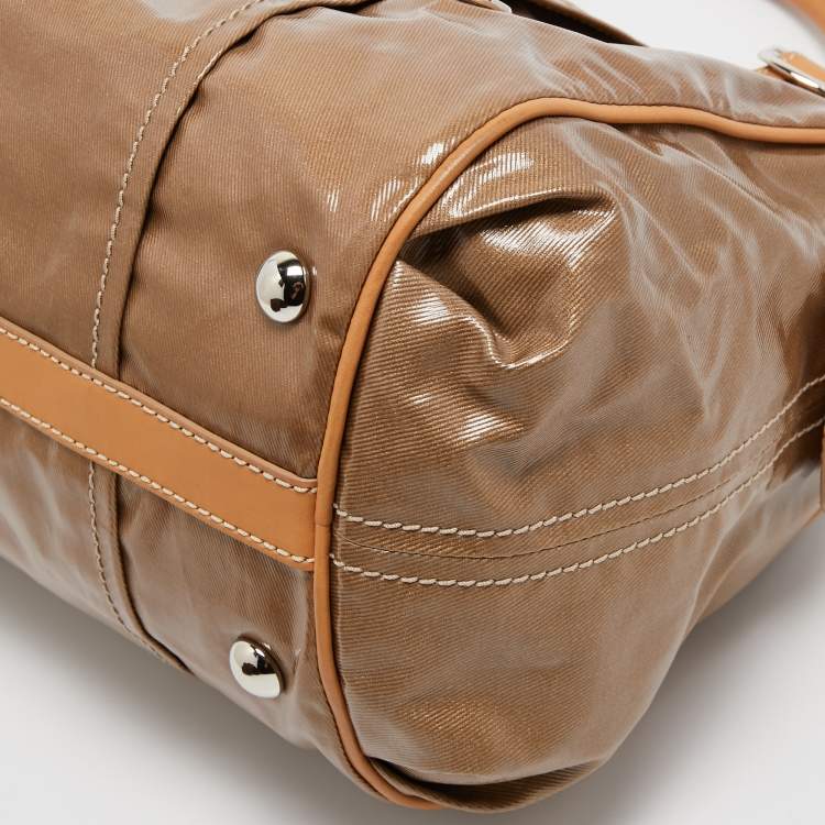 Pre Owned Tod’s Brown/Beige Coated Canvas and Leather G-Bag Easy Sacca Satchel