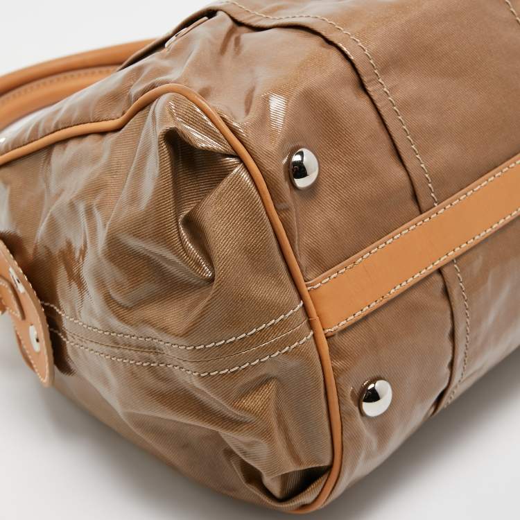 Pre Owned Tod’s Brown/Beige Coated Canvas and Leather G-Bag Easy Sacca Satchel