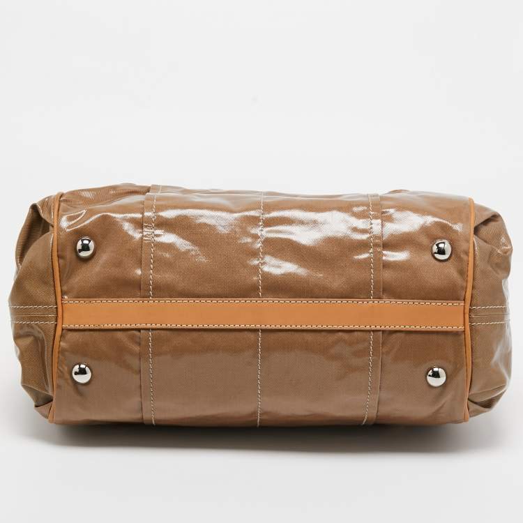 Pre Owned Tod’s Brown/Beige Coated Canvas and Leather G-Bag Easy Sacca Satchel