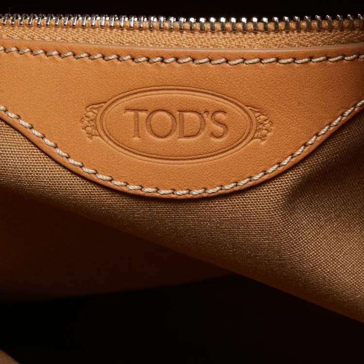 Pre Owned Tod’s Brown/Beige Coated Canvas and Leather G-Bag Easy Sacca Satchel