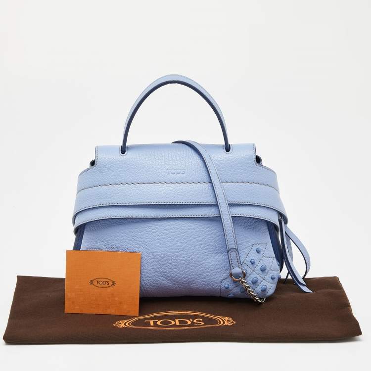 Pre Owned Tod’s Light Blue Leather Wave Top Handle Bag