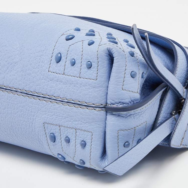 Pre Owned Tod’s Light Blue Leather Wave Top Handle Bag