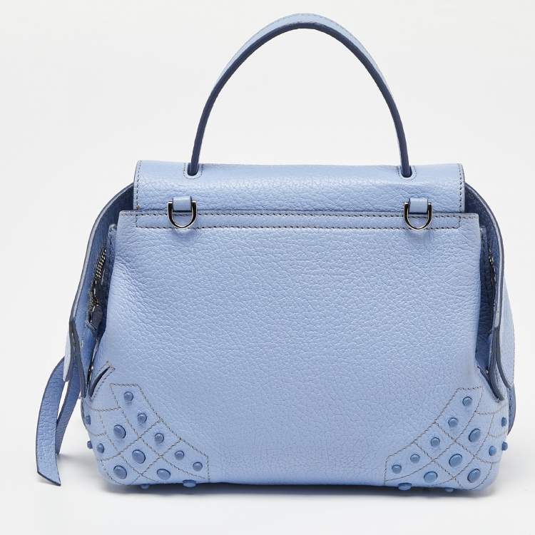Pre Owned Tod’s Light Blue Leather Wave Top Handle Bag