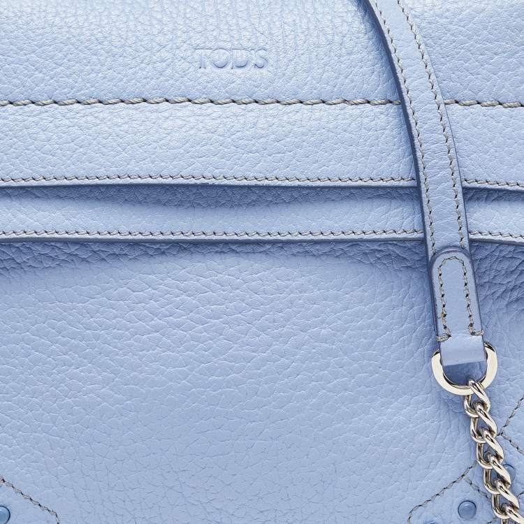Pre Owned Tod’s Light Blue Leather Wave Top Handle Bag