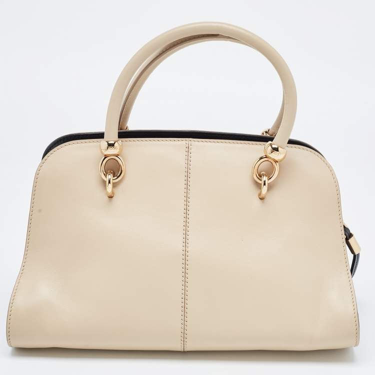 Pre Owned Tod's Beige Leather Zip Satchel