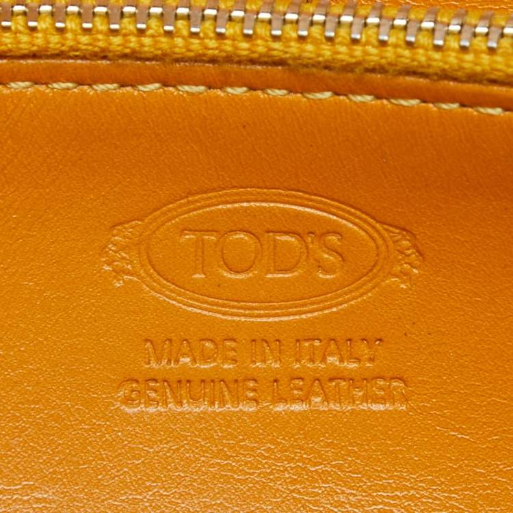 Pre Owned Tod's Mustard Leather Plaque Logo Continental Flap Wallet