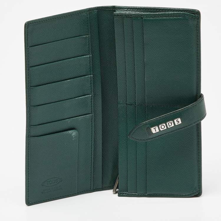 Pre Owned Tod's Green Leather Continental Flap Wallet