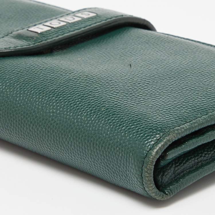 Pre Owned Tod's Green Leather Continental Flap Wallet