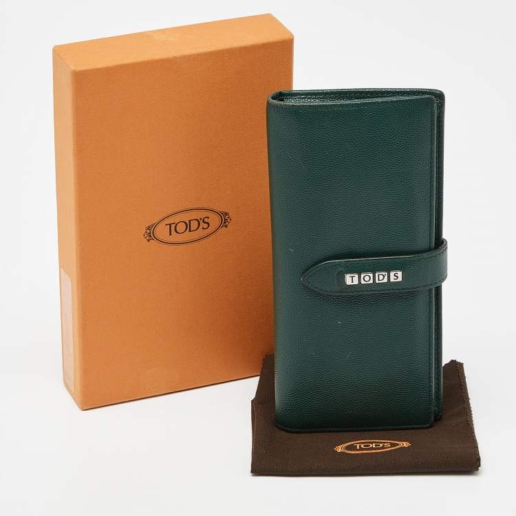 Pre Owned Tod's Green Leather Continental Flap Wallet