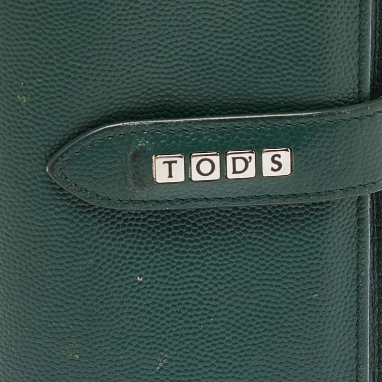 Pre Owned Tod's Green Leather Continental Flap Wallet
