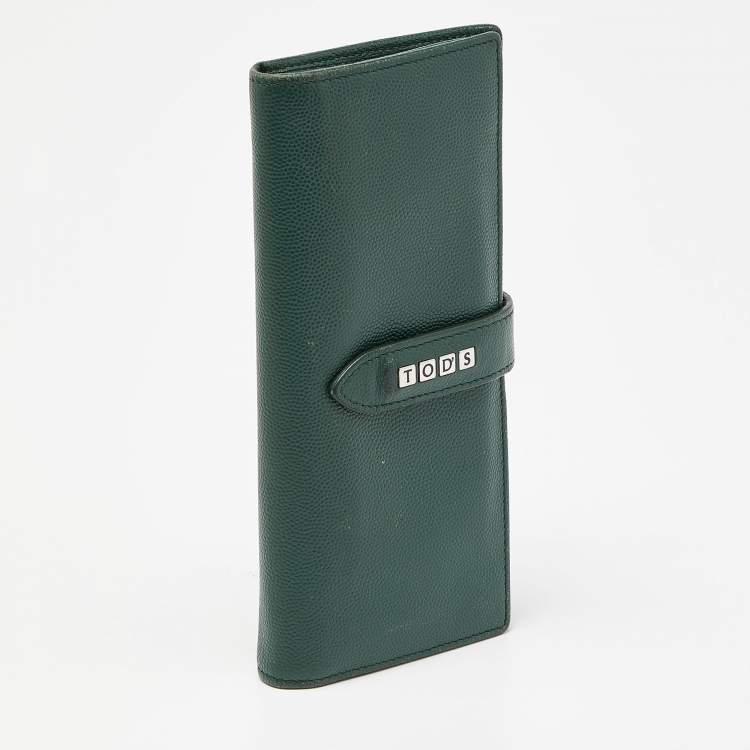 Pre Owned Tod's Green Leather Continental Flap Wallet