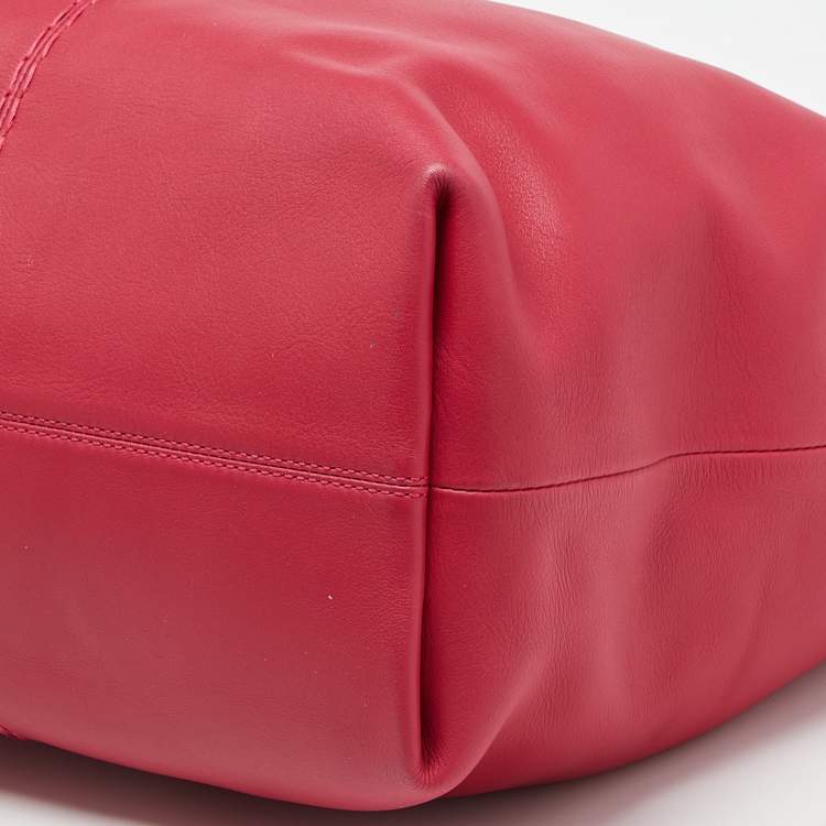 Pre Owned Tod's Pink Leather Media Shopper Tote