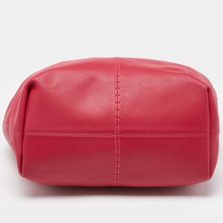 Pre Owned Tod's Pink Leather Media Shopper Tote