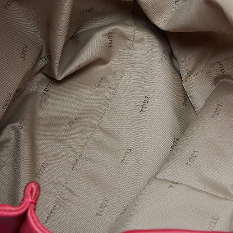 Pre Owned Tod's Pink Leather Media Shopper Tote