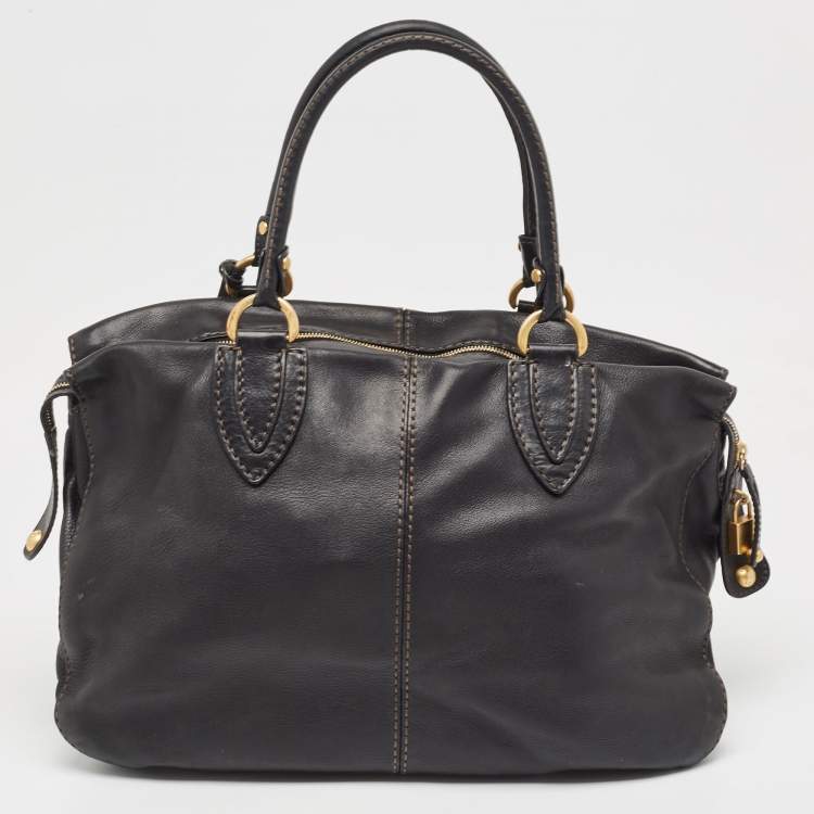 Pre Owned Tod's Black Leather Front Pocket Satchel