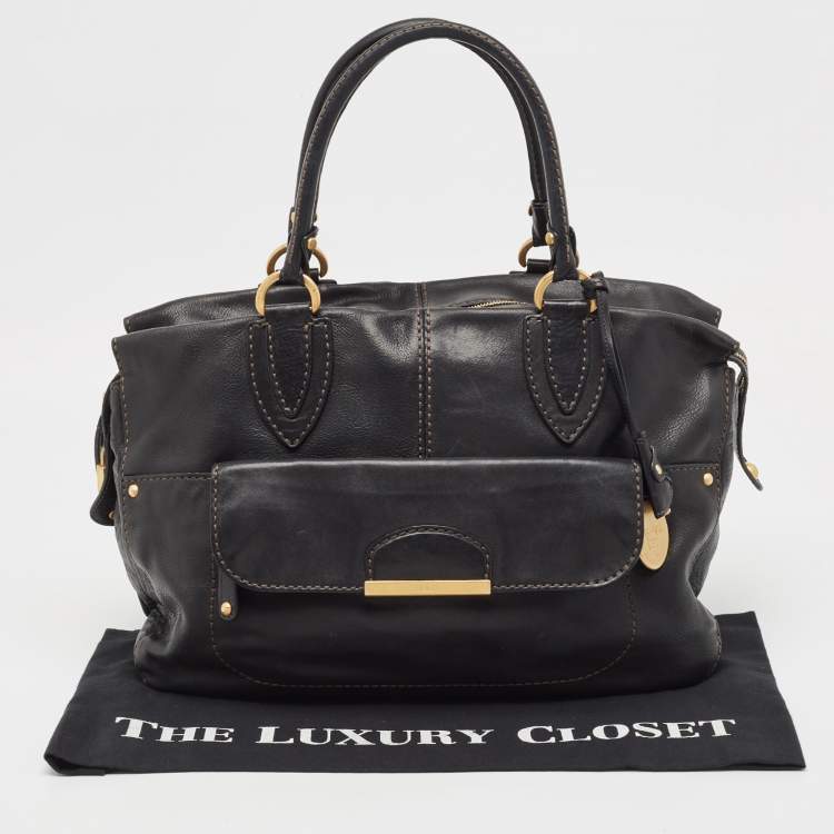 Pre Owned Tod's Black Leather Front Pocket Satchel