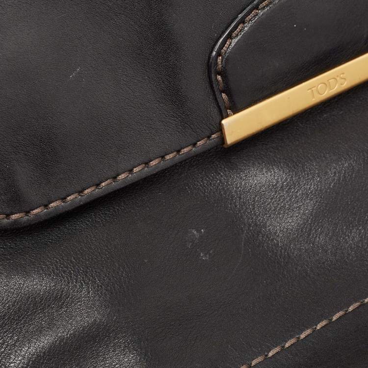 Pre Owned Tod's Black Leather Front Pocket Satchel