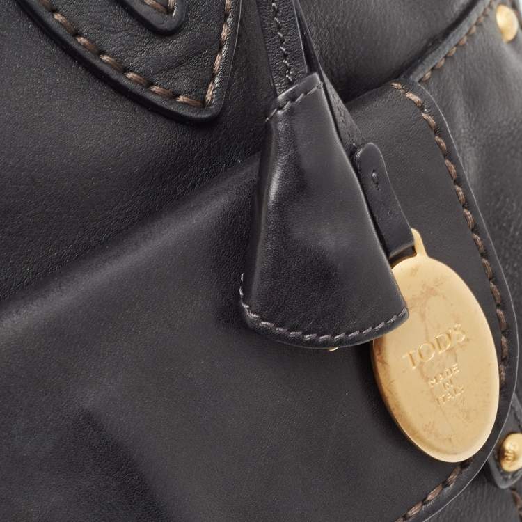 Pre Owned Tod's Black Leather Front Pocket Satchel