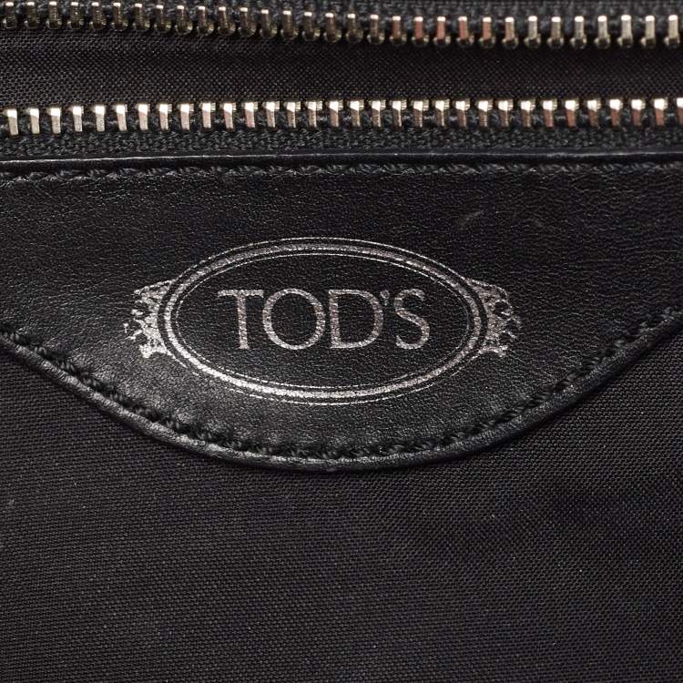 Pre Owned Tod's Black Perforated Leather Double T Crossbody Bag