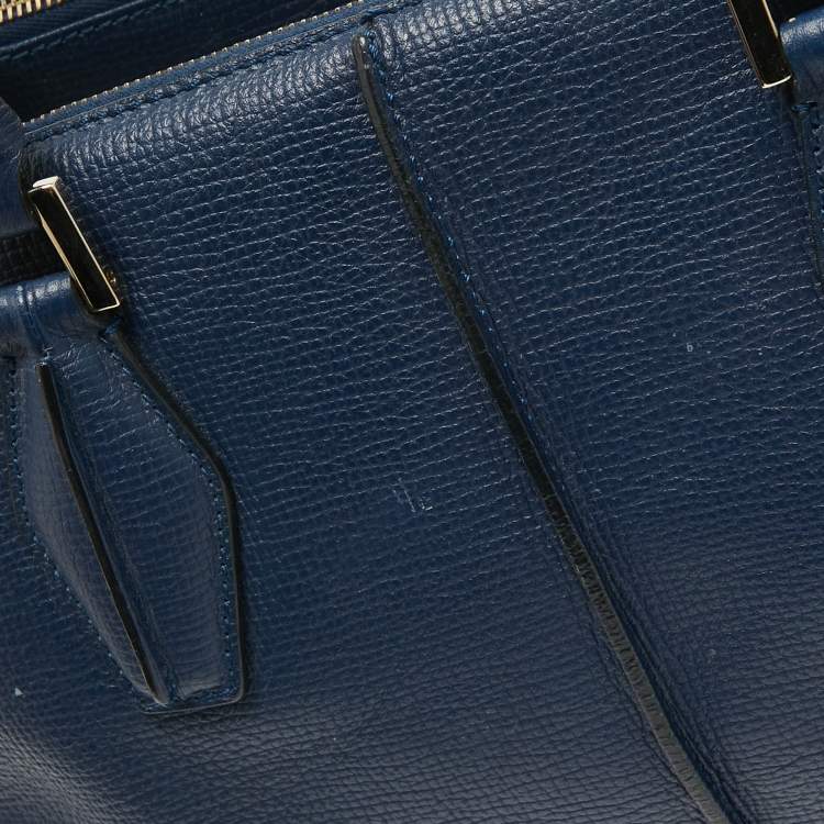 Pre Owned Tod's Blue Leather D-Cube Double Zip Tote