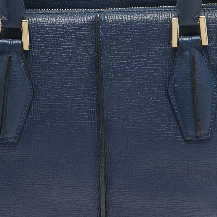 Pre Owned Tod's Blue Leather D-Cube Double Zip Tote